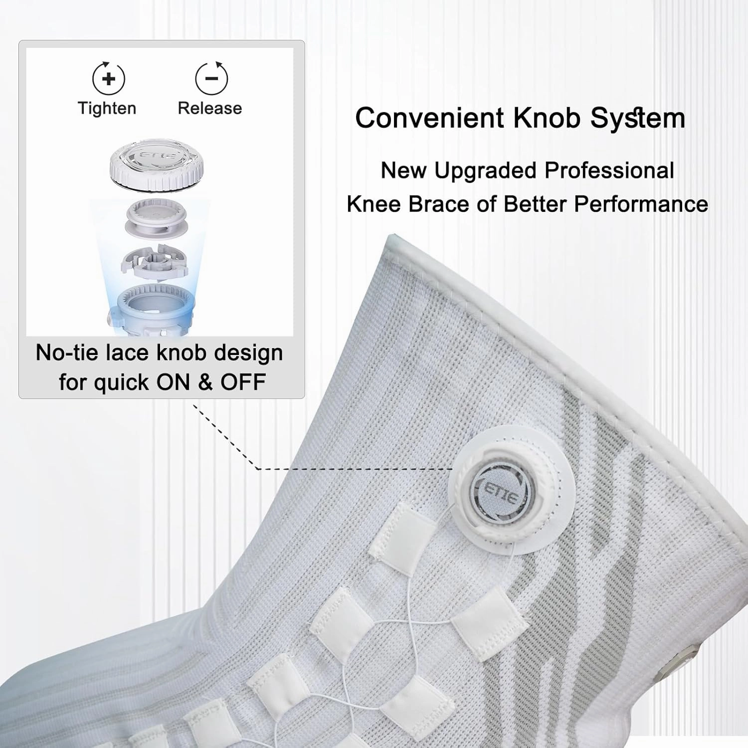 Kuangmi Knob Knee Brace for Pain Relief, Knee Support with Patella Gel Pad & Side Stabilizers, Compression Knee Sleeve for Workout, Arthritis, Joint Pain, Meniscus Tear (White,Left,X-Large,Single)