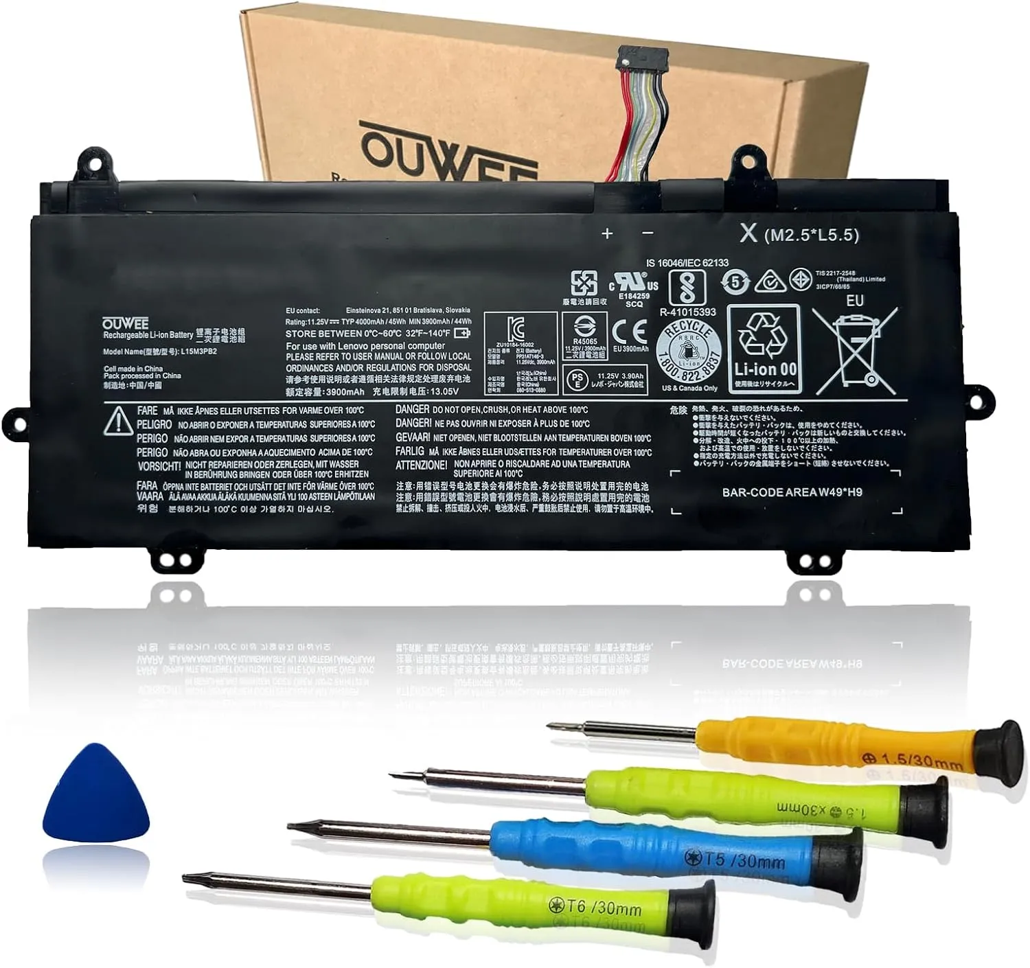 L15M3PB2 Laptop Battery Compatible with Lenovo 100e Winbook/300e Winbook/N22 N23 N24 Winbook Series Notebook 5B10K90780 L15C3PB0 5B10K90783 11.25V 45Wh 4000mAh