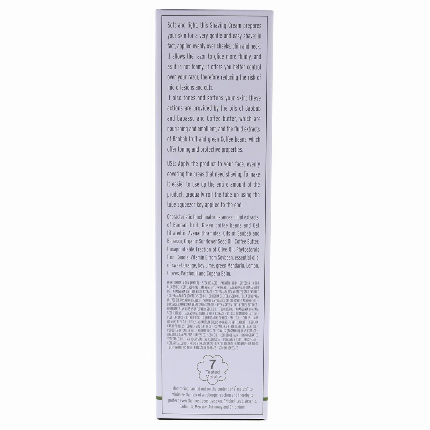 L'Erbolario Baobab and Green Coffee Shaving Cream - Non Foaming for More Razor Control - Emollient Action Prepares Your Skin for A Very Gentle and Easy Shave - Tones and Softens Your Skin - 5.07 Oz