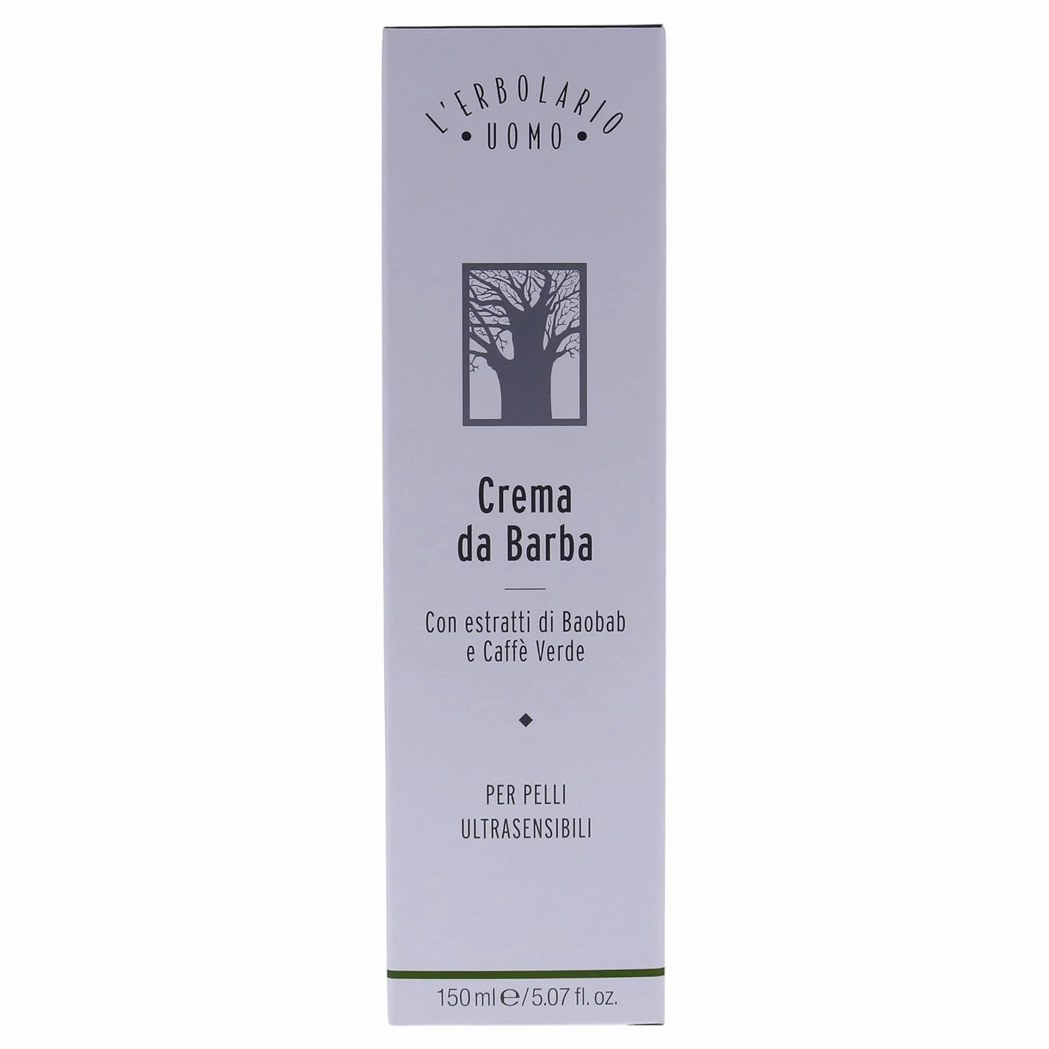 L'Erbolario Baobab and Green Coffee Shaving Cream - Non Foaming for More Razor Control - Emollient Action Prepares Your Skin for A Very Gentle and Easy Shave - Tones and Softens Your Skin - 5.07 Oz