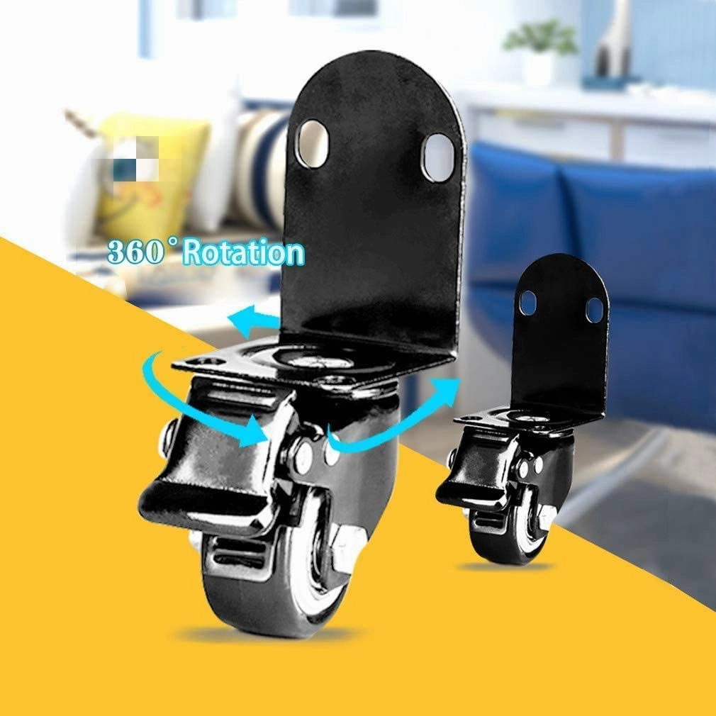 L-Typer Wheels,Swivelers with Brake,Right Angle Steeringnitureer,for Homeniture,Office Table Cabinetniture Desk,Quiet and Wear-Resistant,4Pcs/Swivel/2 Zoll