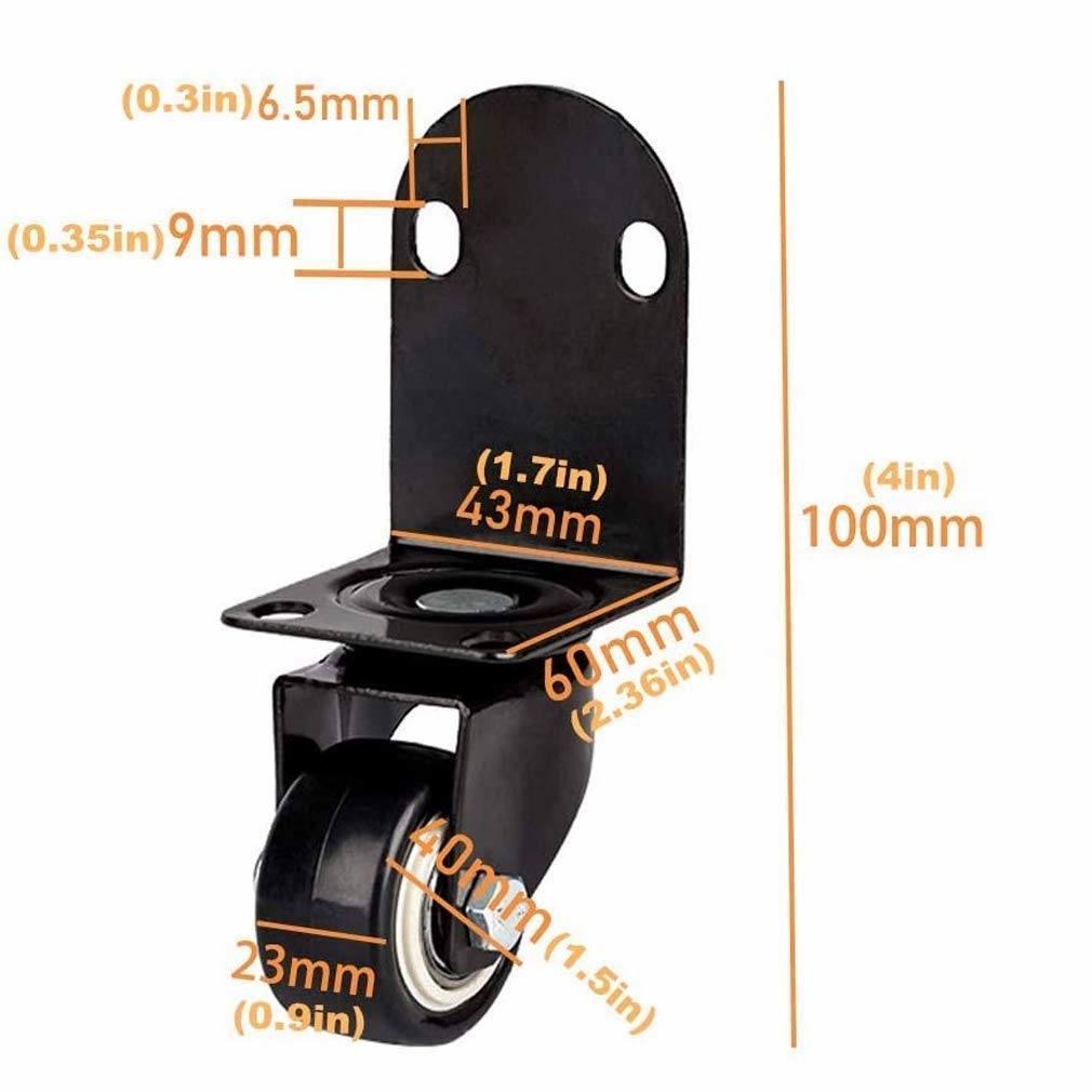 L-Typer Wheels,Swivelers with Brake,Right Angle Steeringnitureer,for Homeniture,Office Table Cabinetniture Desk,Quiet and Wear-Resistant,4Pcs/Swivel/2 Zoll