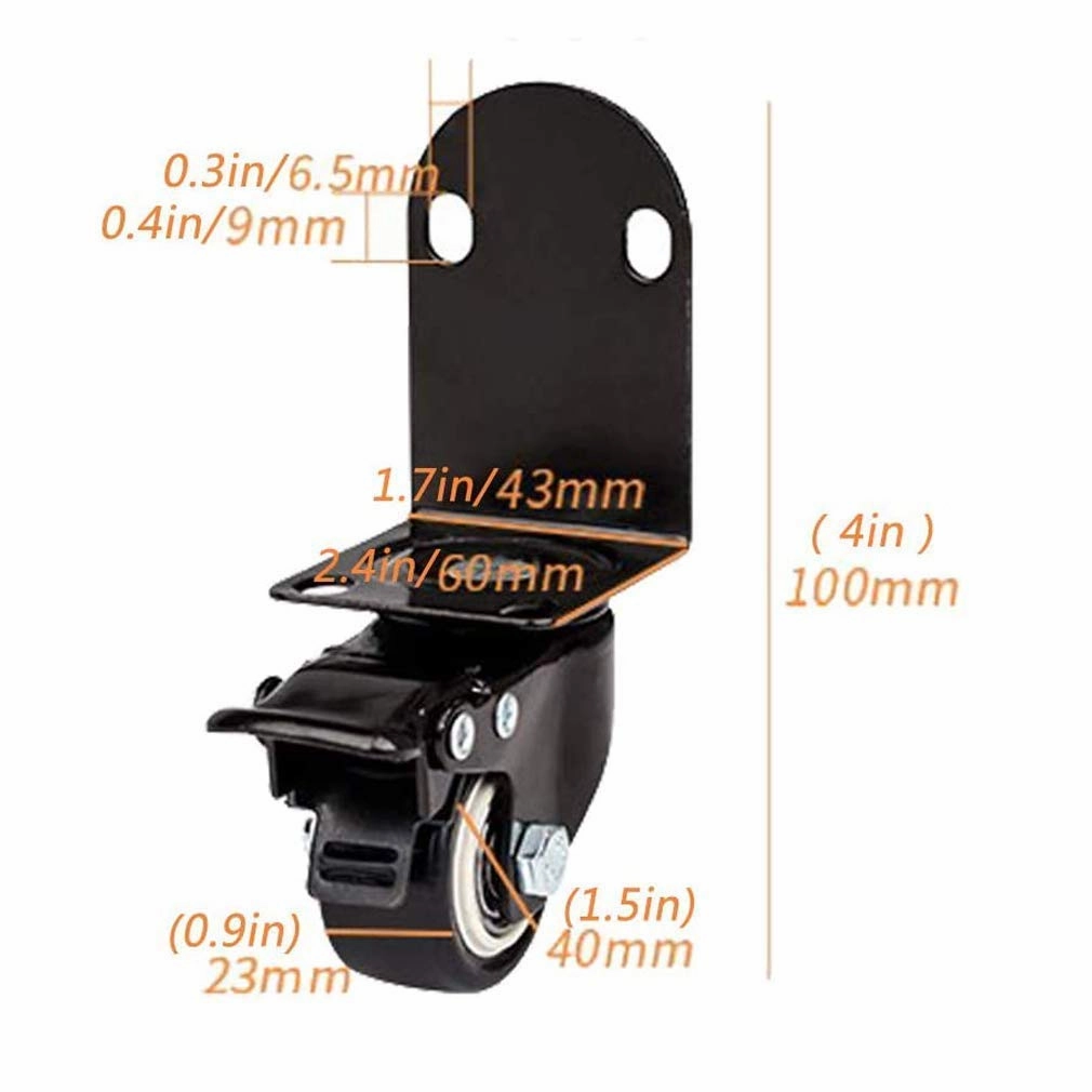 L-Typer Wheels,Swivelers with Brake,Right Angle Steeringnitureer,for Homeniture,Office Table Cabinetniture Desk,Quiet and Wear-Resistant,4Pcs/Swivel/2 Zoll