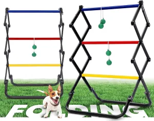 Ladder Toss Games, Ladder Ball Set - Instant Setup, Folding System | Outdoor Games for Backyard Lawn Yard Beach Park & Tailgate, Black, 24.2 x 24.5 x 39.2, (EOL207402020), Set of 2