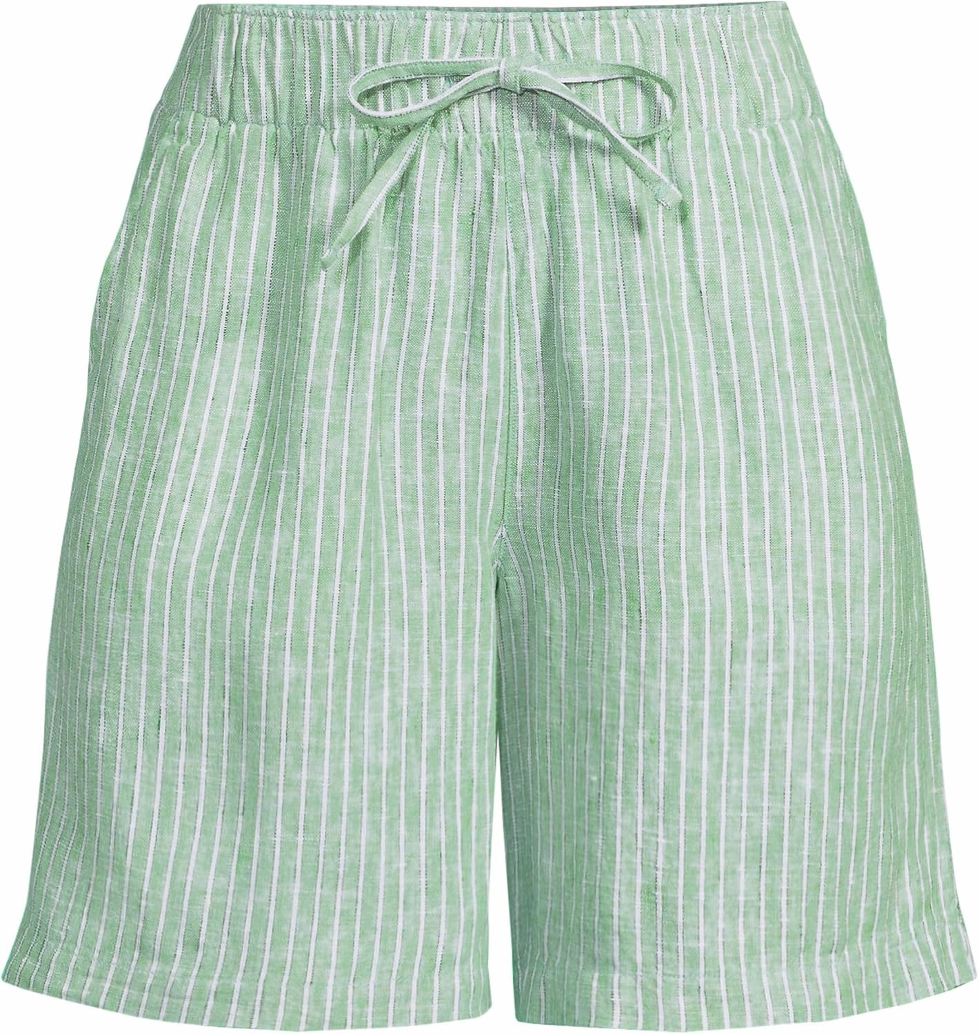 Lands' End Women's Linen High Rise Pull On 7" Shorts