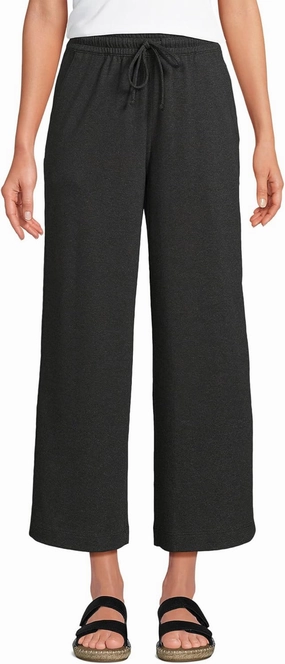 Lands' End Women's Sport Knit Pull On Drawstring Wide Leg Crop Pants