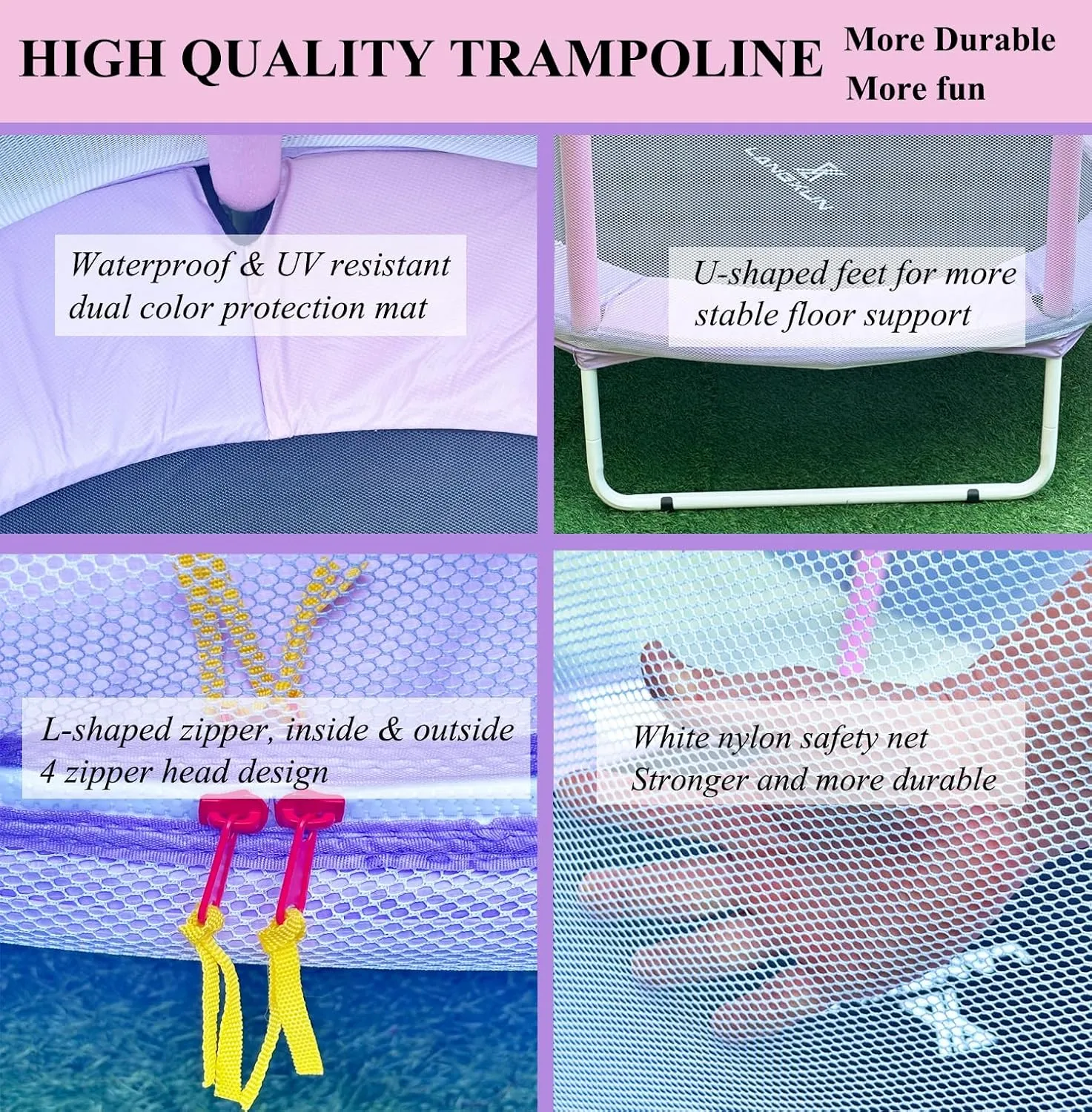 LANGXUN 60" Trampoline for Kids, 5ft Mini Toddler Indoor & Outdoor Trampoline with Net, Basketball Hoop & Dart Board, Birthday Gifts for Boys & Girls, Baby Toddler Christmas Toys