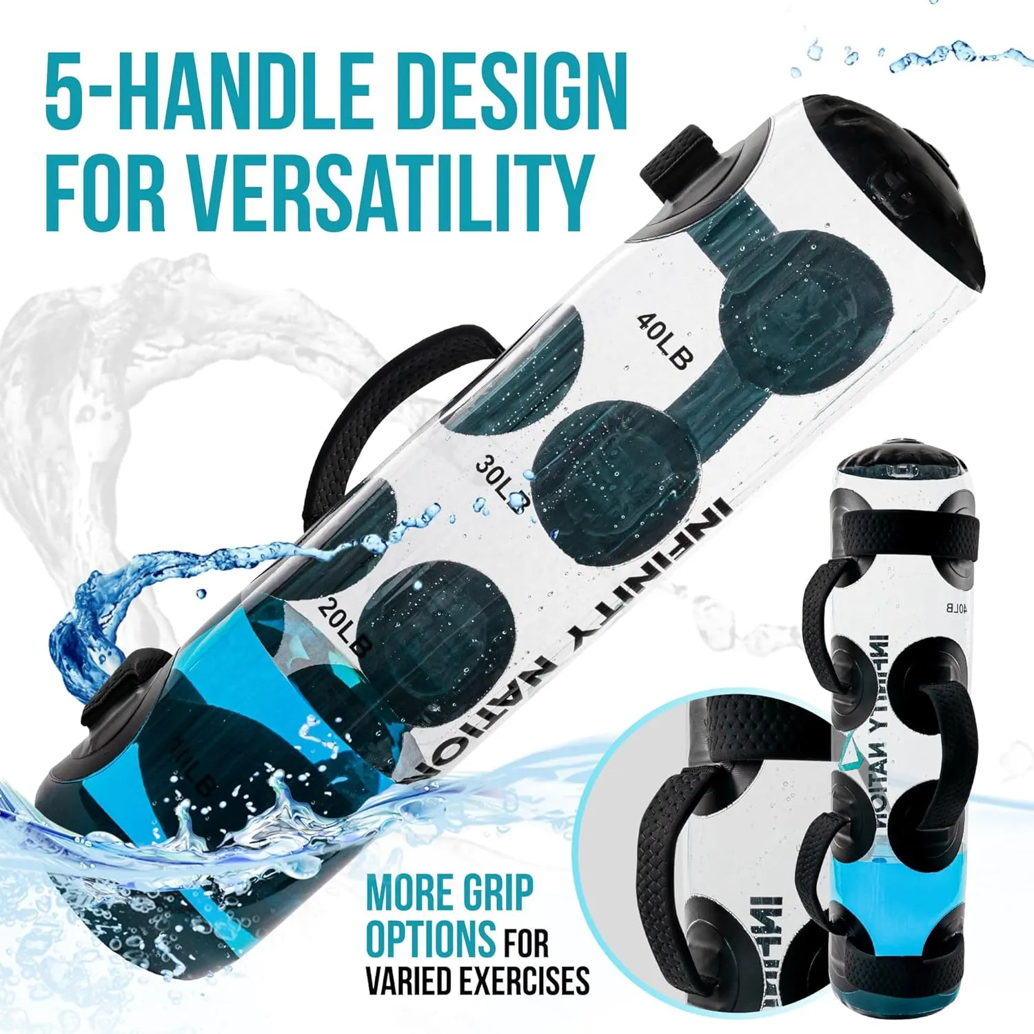 Large Aqua Bag for Workout - Portable and Durable - Adjustable Water Weight Bag - Aqua Ball - Water Ball