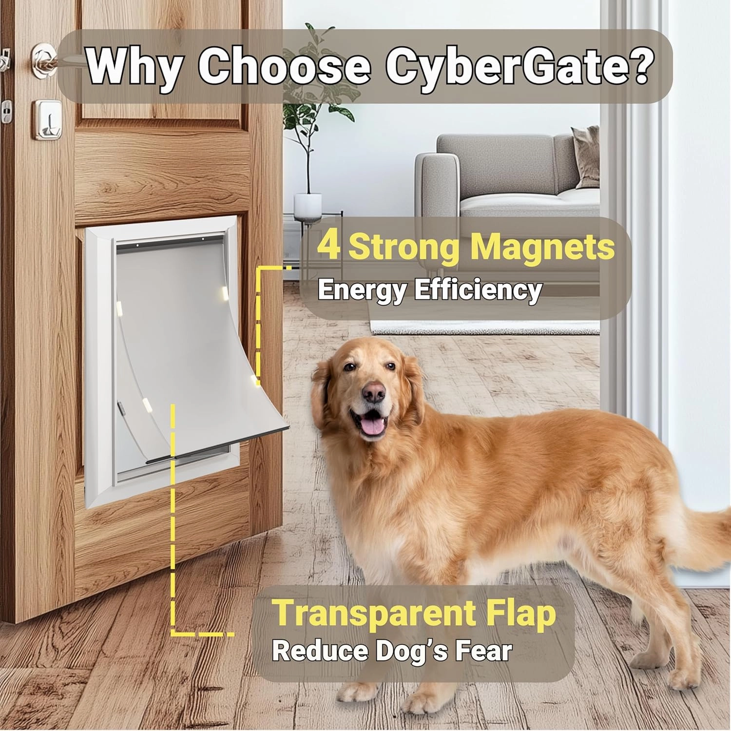 Large Dog Door for Exterior Doors, Cutout Size 12.2''W x 18''H, Heavy Duty Double Flap for Extreme Weather, Energy-Efficient, Easy to Assemble, Lockable Panel Included, Sliver (L)