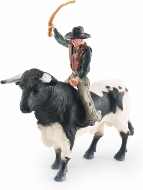 LC JoyCre Bullfighter 8 Inch Cowboy Bull Riding Toys for Boys Realistic Bull Toys Fighting Cows Toy for Kids Farm Animal Set Deco Cake Topper Animal Figurines for Toddlers