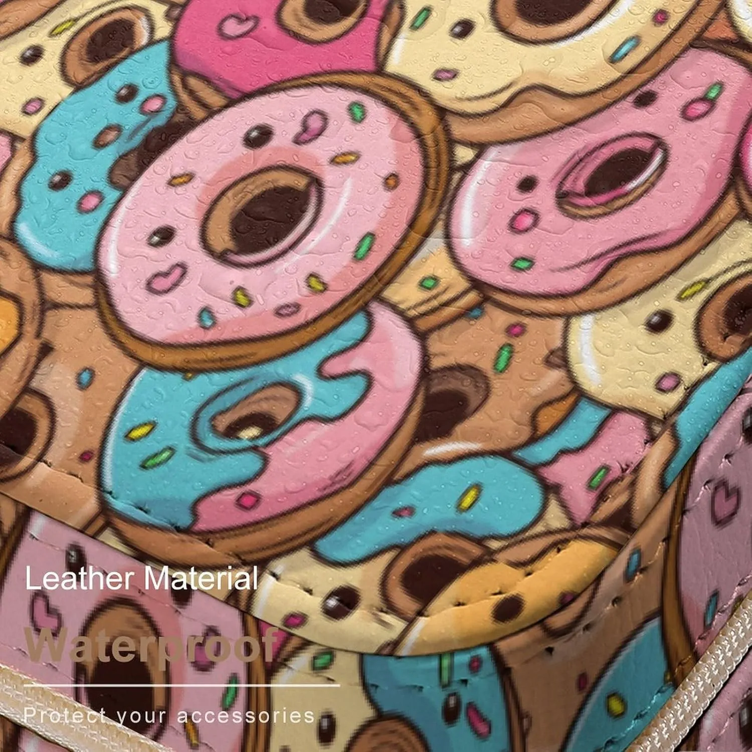 Leather Small Cartoon Cute Delicious Donut Jewelry Box for Girls Women, Small Travel Jewelry Organizer Box Case Storage Holder for Rings Earrings Necklace Bracelet Pendant Organizer, Mini Cute