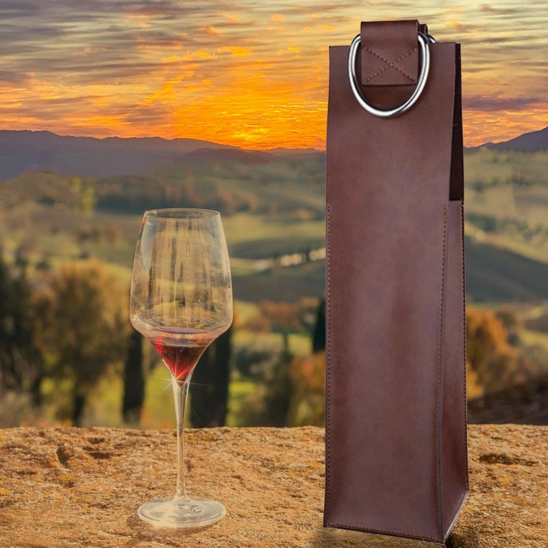 Leather Wine Bag - 1 Bottles Wine Tote