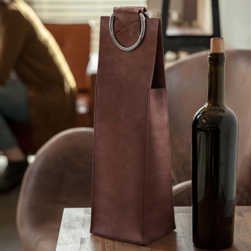 Leather Wine Bag - 1 Bottles Wine Tote