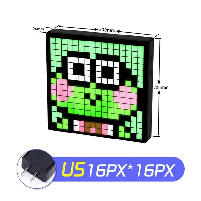 LED Pixel Display Bedside Alarm Clock Art Animation Gaming Room Decor Night Light Bluetooth App Control RGB DIY Gaming Setup
