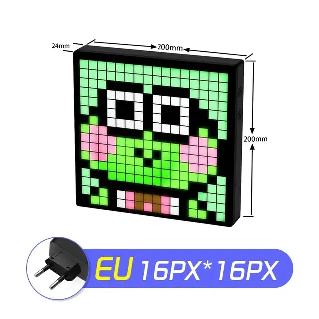 LED Pixel Display Bedside Alarm Clock Art Animation Gaming Room Decor Night Light Bluetooth App Control RGB DIY Gaming Setup