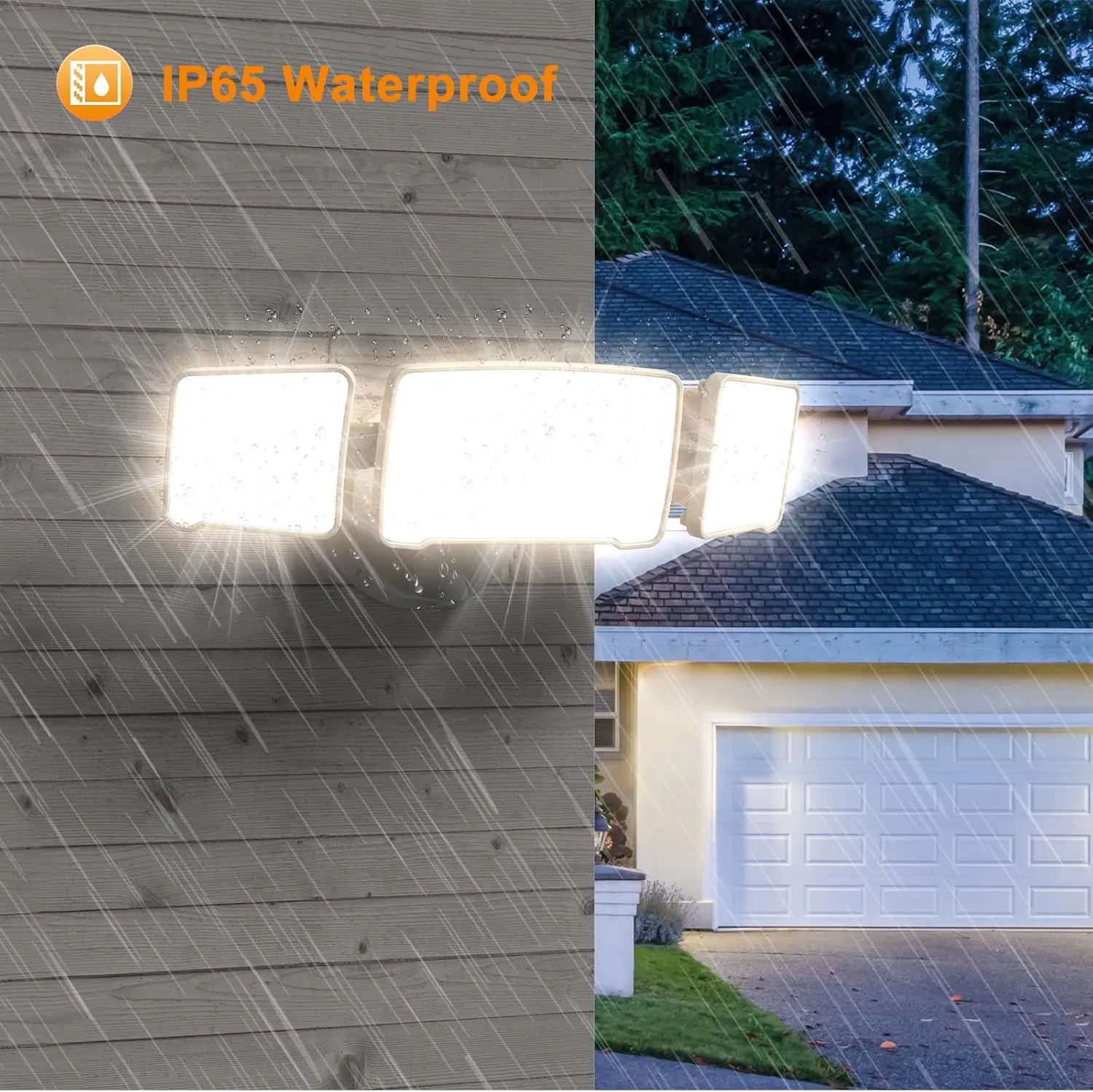 LEPOWER 3500LM Dusk to Dawn Flood Light Outdoor,35W LED Flood Light, Outdoor Security Lights with Photocell, 3200K, IP65 Waterproof, Exterior Flood Lights for Garden, Garage, House, Backyard（White）