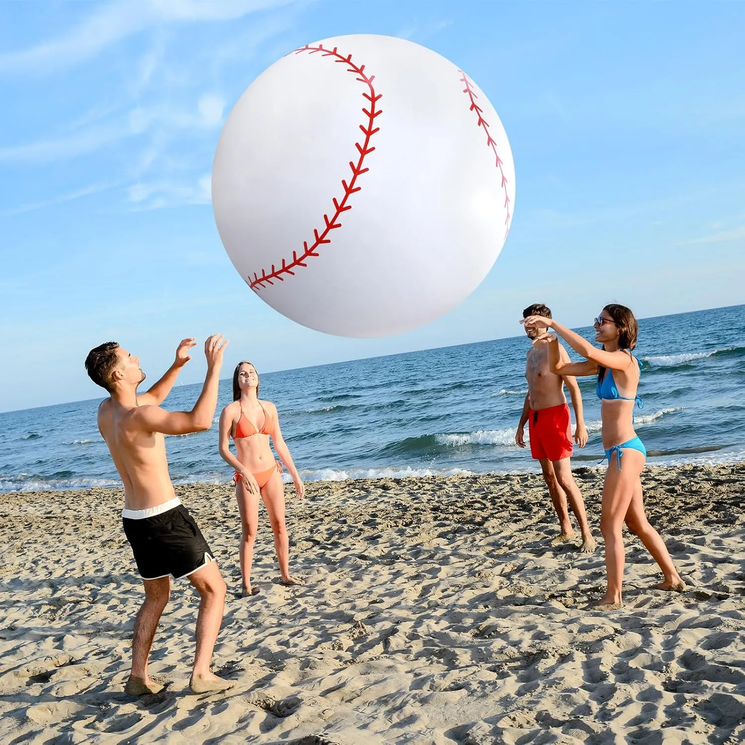 Lewtemi 2 Pcs 27 Inch/ 40 Inch Giant Inflatable Sports Balls Large Inflatable Beach Ball Inflatable Ball for Summer Pool Outdoor Activity Games Toys