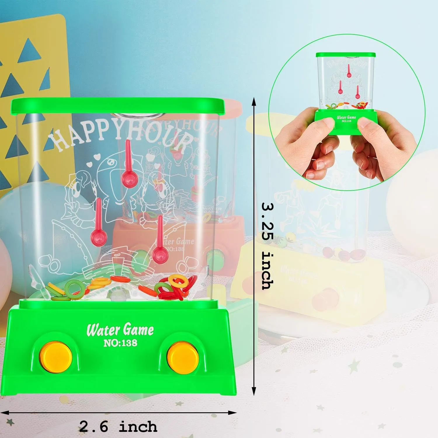Lewtemi 60 Pcs Water Ring Toss Handheld Game Bulk Retro Pastime Games Handheld Toys Party Favor Basketball Fun Gifts, Without Water(Classic)