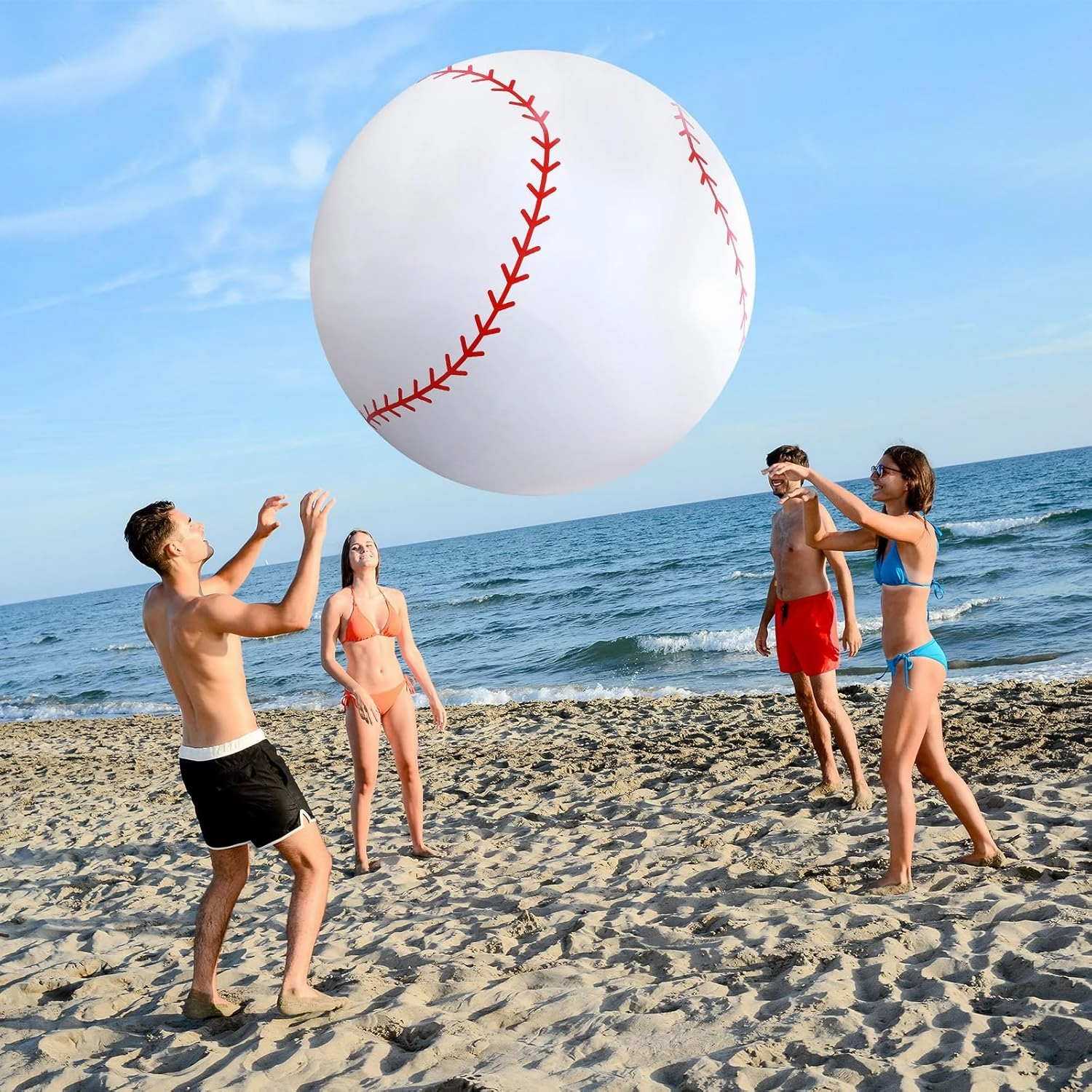 Lewtemi 2 Pcs 27 Inch/ 40 Inch Giant Inflatable Sports Balls Large Inflatable Beach Ball Inflatable Ball for Summer Pool Outdoor Activity Games Toys