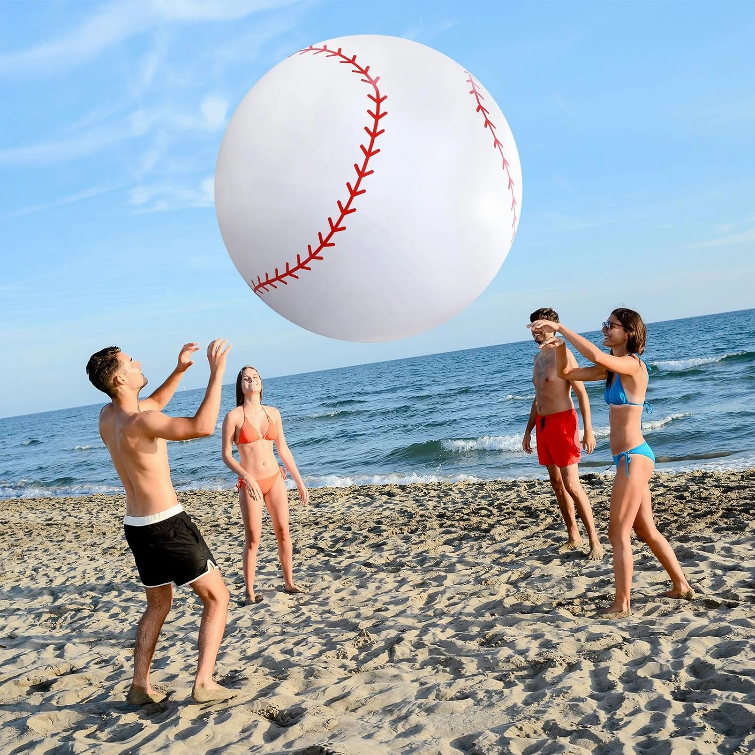 Lewtemi 2 Pcs 27 Inch/ 40 Inch Giant Inflatable Sports Balls Large Inflatable Beach Ball Inflatable Ball for Summer Pool Outdoor Activity Games Toys