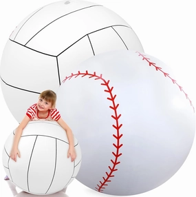 Lewtemi 2 Pcs 27 Inch/ 40 Inch Giant Inflatable Sports Balls Large Inflatable Beach Ball Inflatable Ball for Summer Pool Outdoor Activity Games Toys