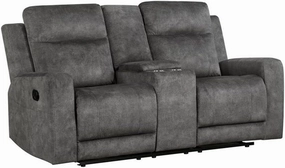 Lexicon Yates Microfiber Double Reclining Love Seat in Brownish Gray