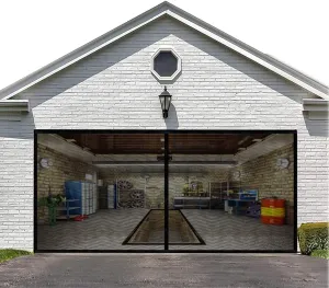 LIAMST Garage Door Screen for 8x8FT, 1 Car Garage Doors- Reinforced Fiberglass Door Screen,Stronger High Energy Magnets ， Magnetic Screen Door