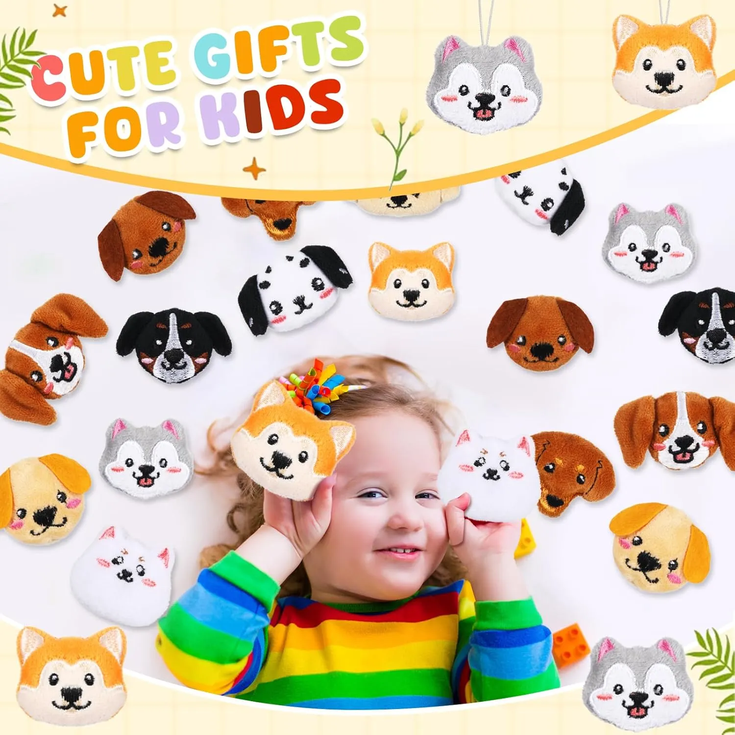 Libima 40 Pcs Mini Stuffed Animals Sea Animal Fruit Plush Keychain Set for Carnival Birthday Classroom Prizes Decoration for Clothes (Dog)