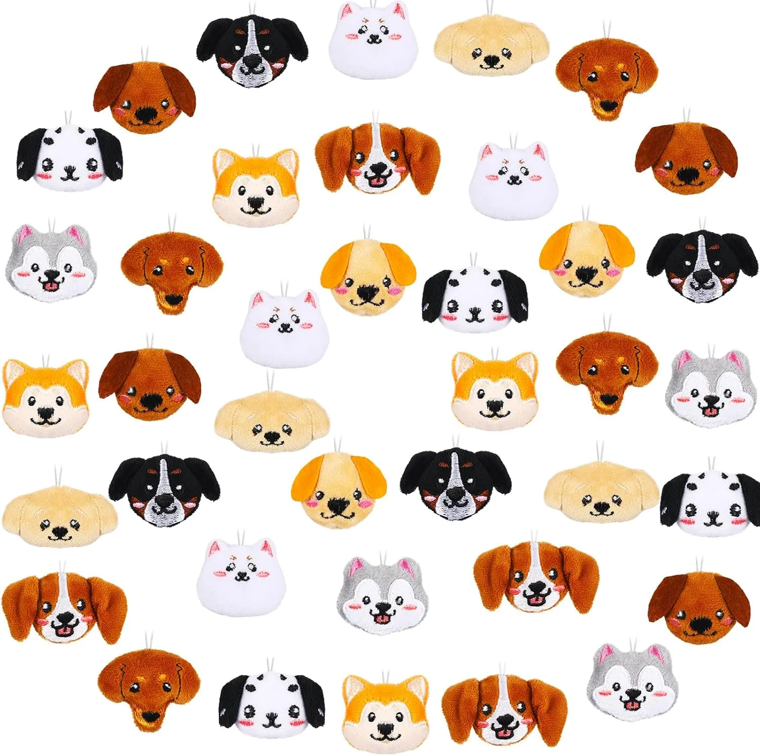 Libima 40 Pcs Mini Stuffed Animals Sea Animal Fruit Plush Keychain Set for Carnival Birthday Classroom Prizes Decoration for Clothes (Dog)