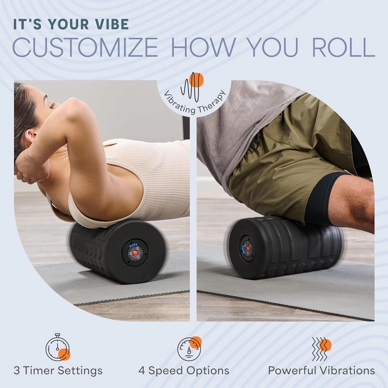Lifepro 4-Speed Vibrating Massage Ball - Peanut Massager and Vibrating Foam Roller for Fitness, Mobility, and Relaxation - Compact and Portable Design