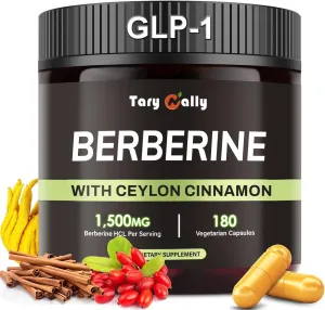 Liposomal Berberine GLP-1 Supplement - Berberine 1500mg with Ceylon Cinnamon - Enhanced Absorption Formula for Metabolic Support - 180 Capsules (90 Days Supply)