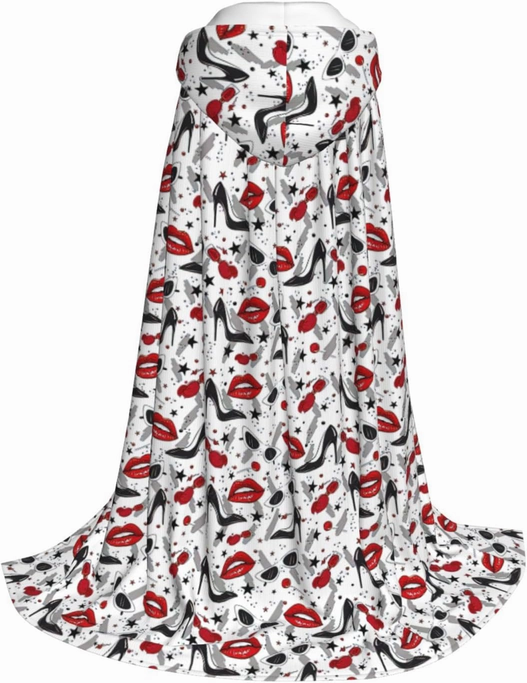 Lips High Heels Print Halloween Hooded Cloak Full Length Cape With Hood For Men And Women For Carnival