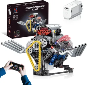 LITTCO V8 Engine Model Kit that Works, Controllable Model Kit with LED Lights and Sound Effects for STEM Learning, Collectible Set for Adults, Building Blocks Sets for Kids Children Boys Girl - 665PCS