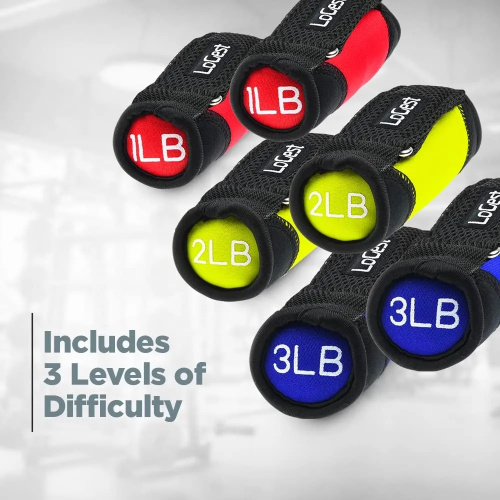 Logest Soft Hand Weights - Adjustable Neoprene Dumbbells (1LB, 2LB, 3LB, 4LB) - Red, Yellow, Blue, Purple - Velcro Straps - Weight Training, Walking, Jogging, Aerobics, Yoga