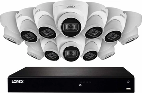 Lorex Technology N4K3-1612WD 16 Channel 3TB 4K Fusion NVR System with Twelve 4K (8MP) IP Dome Cameras with Listen-in Audio, 130ft Night Vision, Color Night Vision,12 Dome