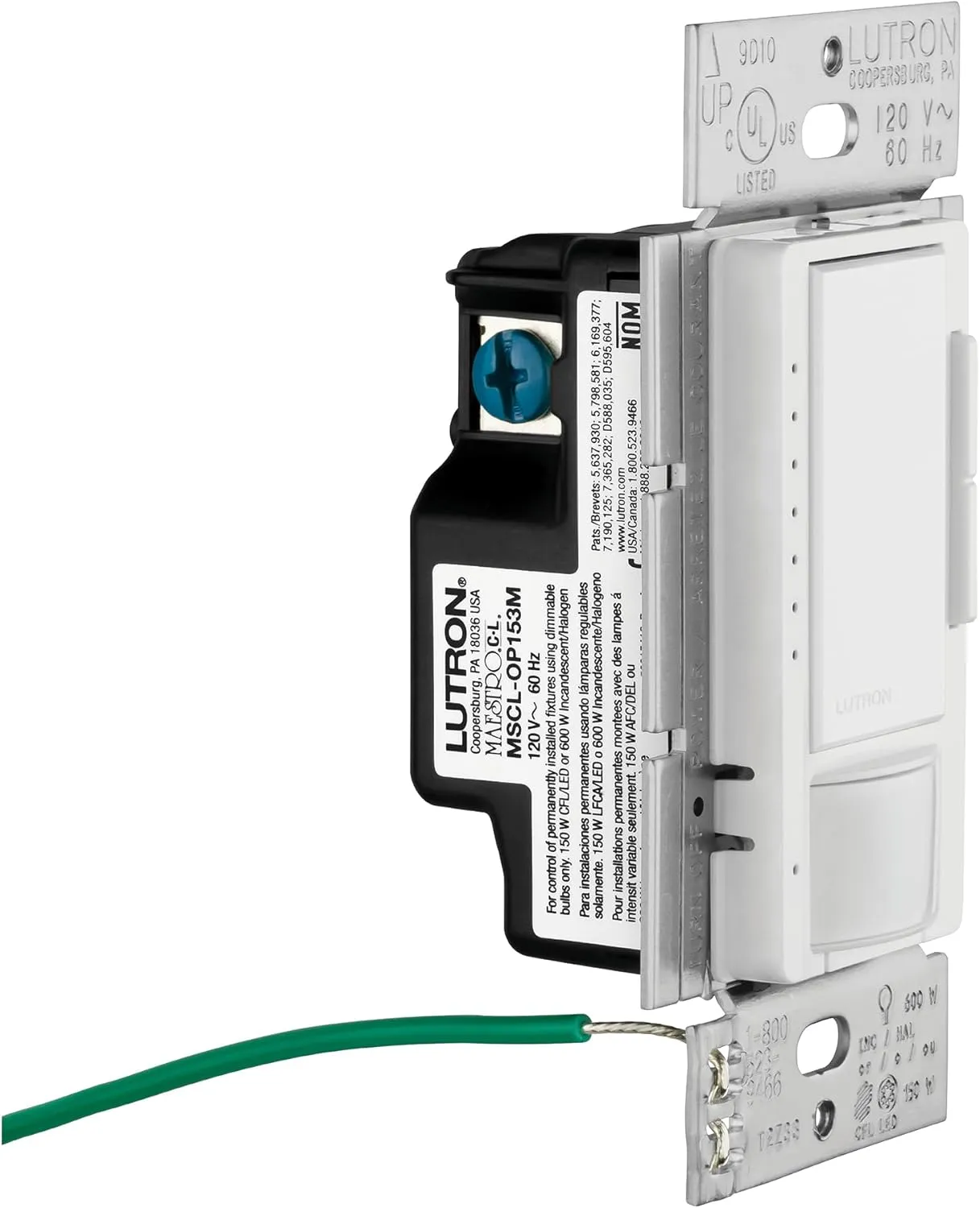 Lutron Maestro LED  Dimmer and Vacancy Sensor, Single Pole and Multi-Location, MSCL-VP153M-GR, Gray
