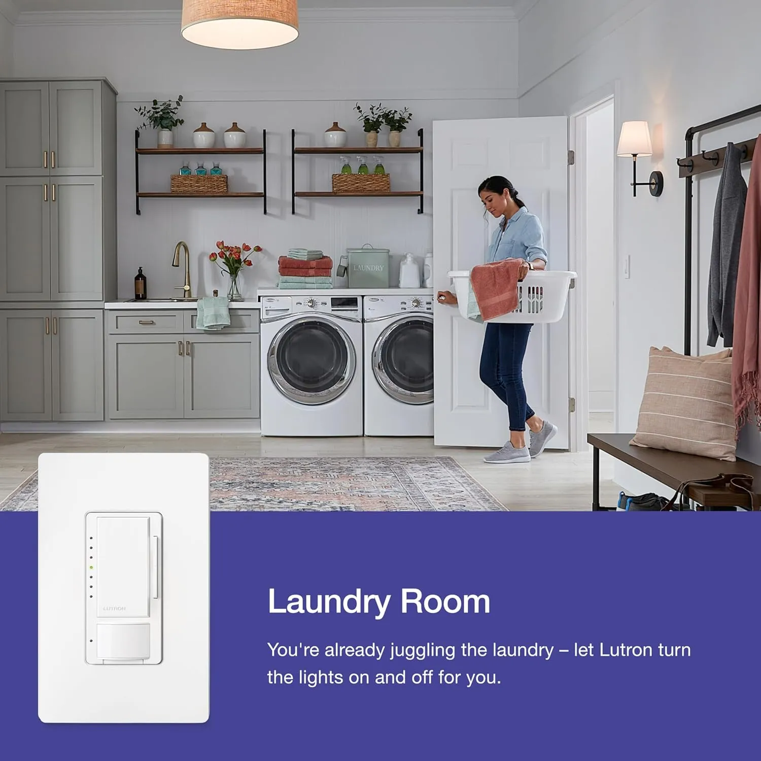 Lutron Maestro Motion Sensor Dimmer Switch for Bathroom, Garage, Laundry Room, and Closet, Occupancy and Vacancy Sensor, Single-Pole/Multi-Location, No Neutral Req, MSCL-OP153M-GR, Gray