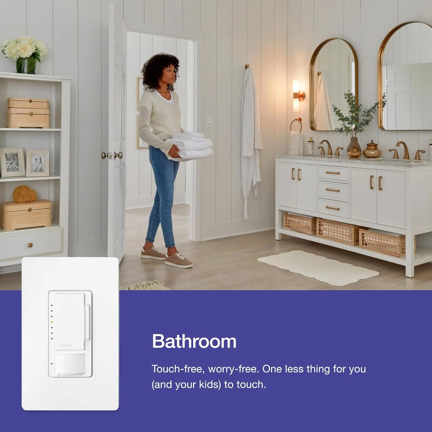 Lutron Maestro Motion Sensor Dimmer Switch for Bathroom, Garage, Laundry Room, and Closet, Occupancy and Vacancy Sensor, Single-Pole/Multi-Location, No Neutral Req, MSCL-OP153M-GR, Gray