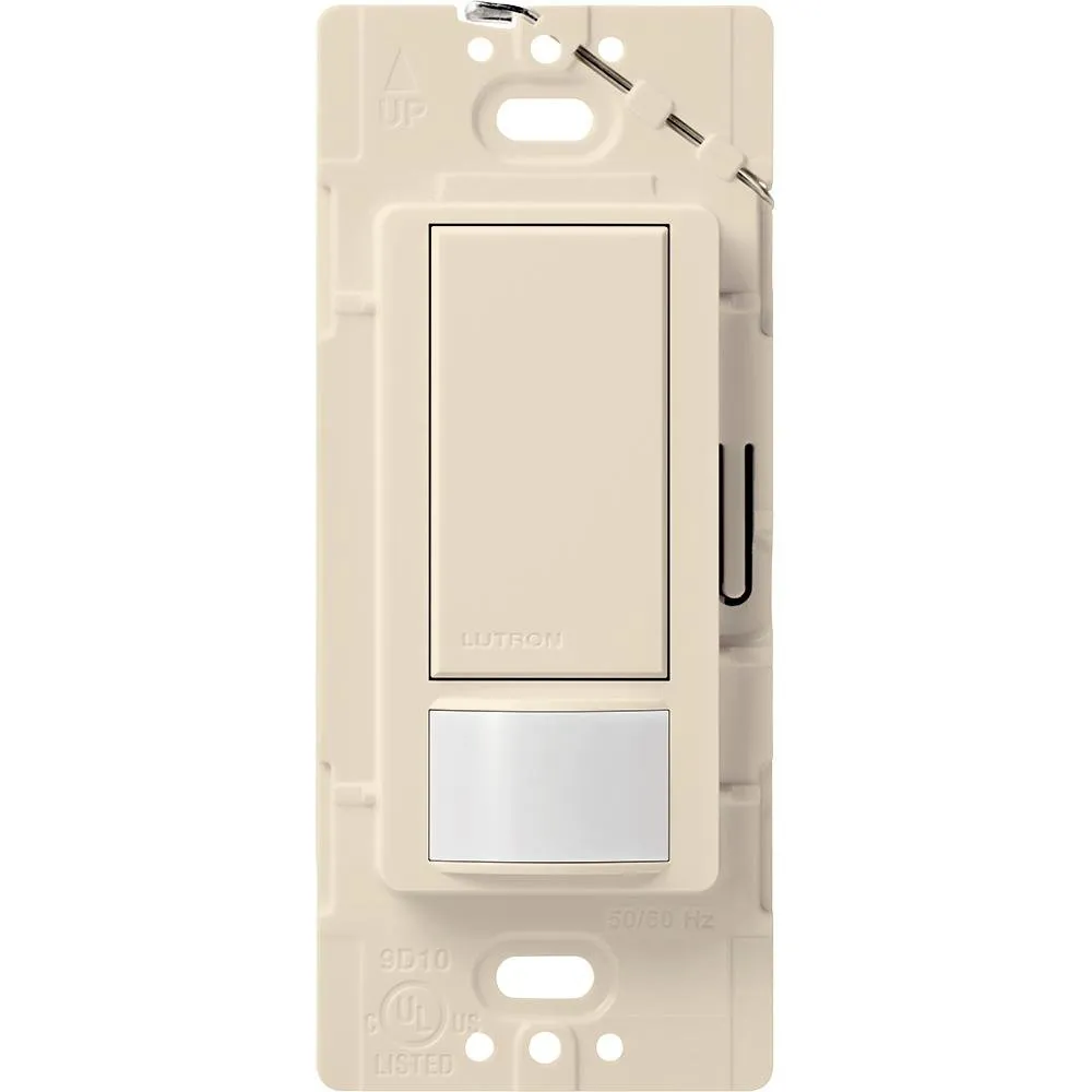 Lutron Maestro Vacancy Motion Sensor Light Switch for Bathroom, Garage, Laundry Room, and Closet, for Any Light Bulbs, Auto Off Only, Single-Pole Only, No Neutral Required, MS-VPS2-LA, Light Almond