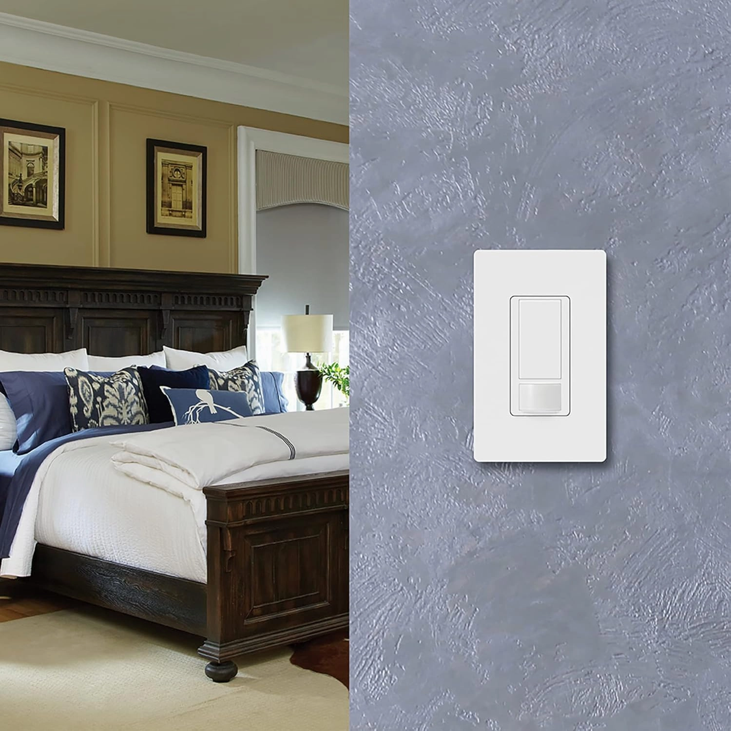 Lutron Maestro Vacancy Motion Sensor Light Switch for Bathroom, Garage, Laundry Room, and Closet, for Any Light Bulbs, Auto Off Only, Single-Pole Only, No Neutral Required, MS-VPS2-WH, White