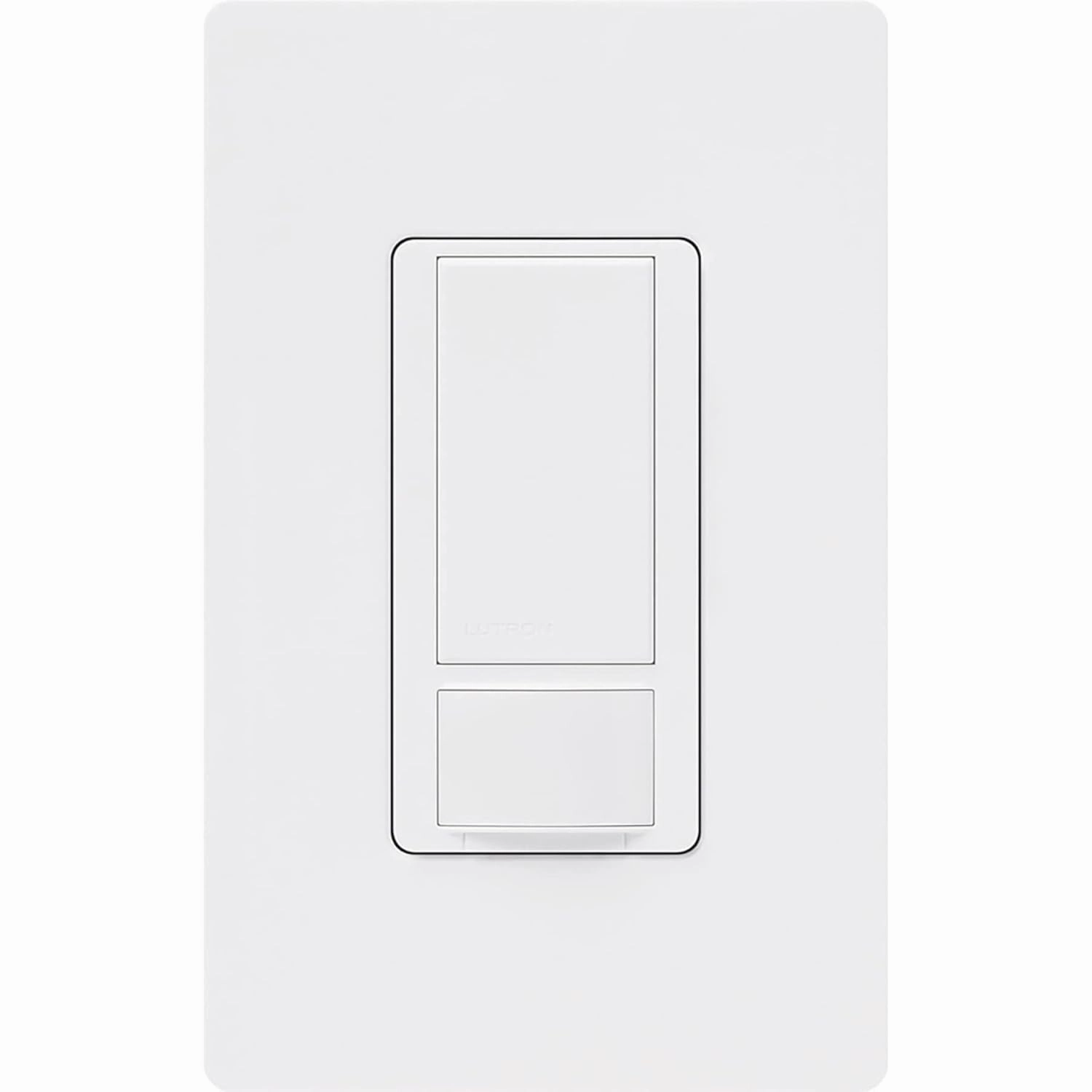 Lutron Maestro Vacancy Motion Sensor Light Switch for Bathroom, Garage, Laundry Room, and Closet, for Any Light Bulbs, Auto Off Only, Single-Pole Only, No Neutral Required, MS-VPS2-WH, White
