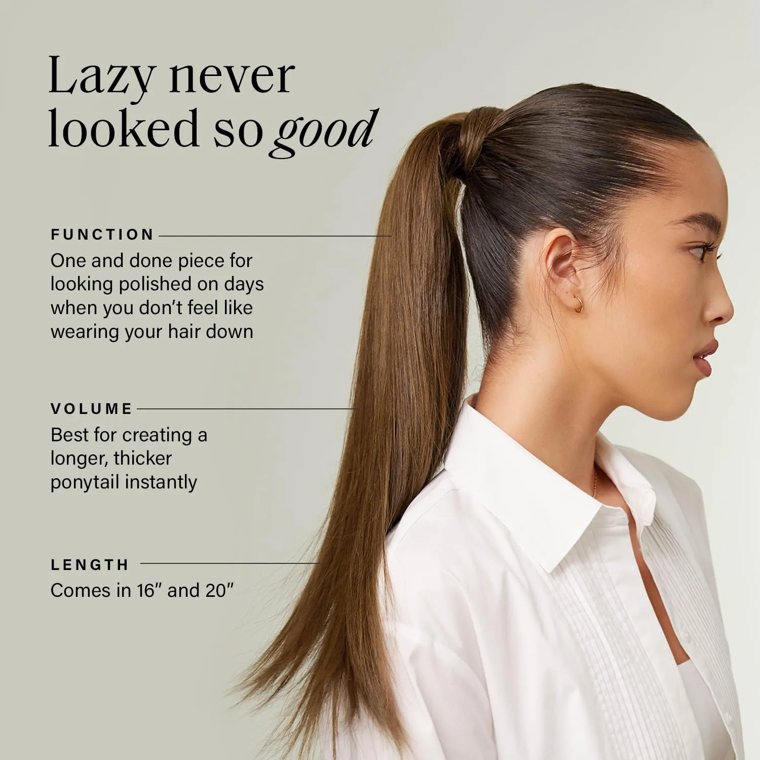 Luxy 100% Remy Human Hair, Clip-In Ponytail Extension, One-Piece Velcro Wrap & Secure Prongs - Natural Looking Volume & Length for All Hair Types 100 grams 16" Dimensional Beige Blonde