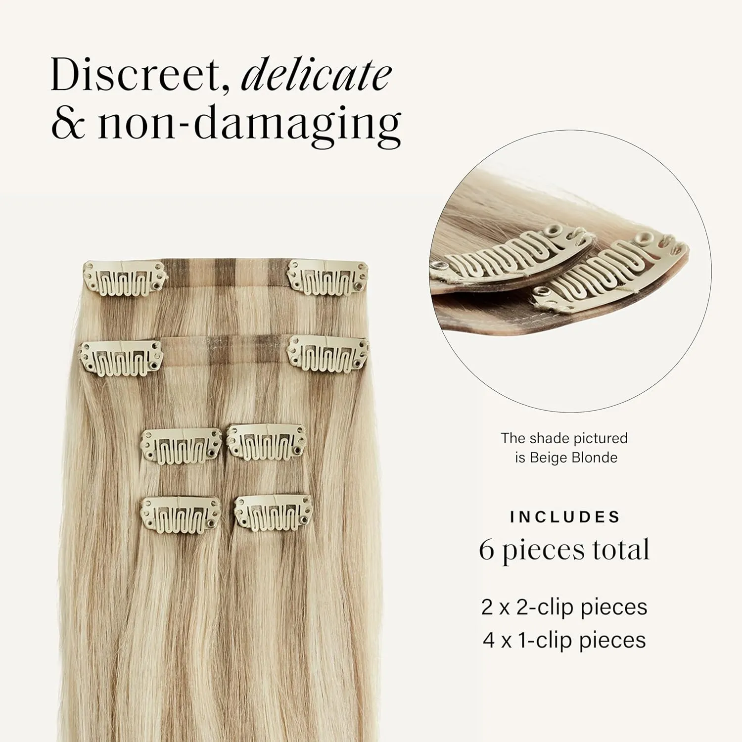 Luxy 100% Remy Human Hair Extensions for Thin Hair Thinning Hair Fill-Ins – 6 Seamless Wefts Multi-Dimensional Color Blend - Natural-Looking Volume & Coverage 80 grams 16" Light Gray Thinning