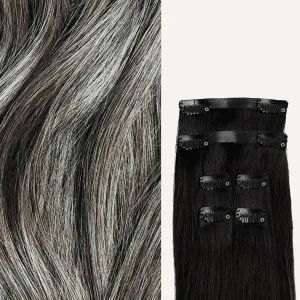 Luxy 100% Remy Human Hair Extensions for Thin Hair Thinning Hair Fill-Ins – 6 Seamless Wefts Multi-Dimensional Color Blend - Natural-Looking Volume & Coverage 80 grams 16" Light Gray Thinning