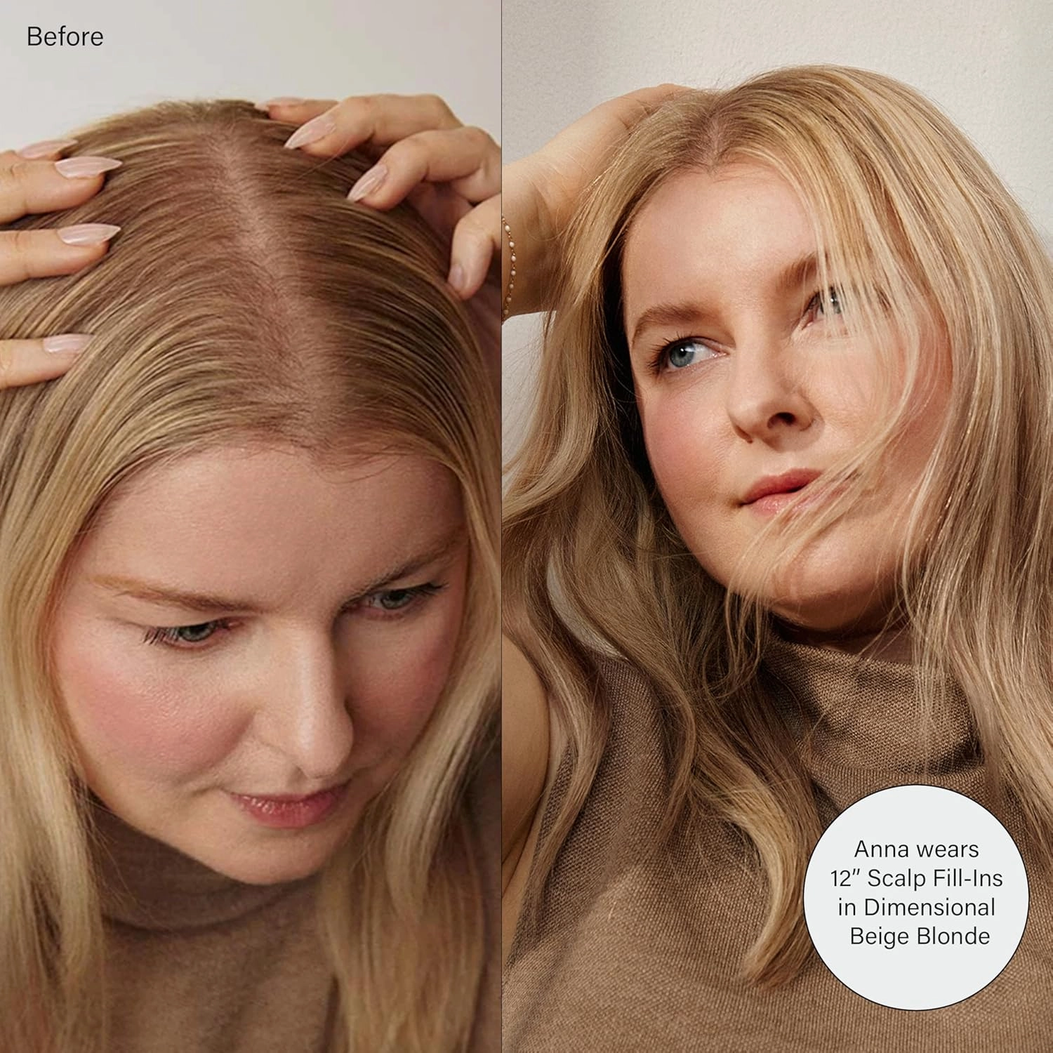 Luxy 100% Remy Human Hair – Scalp Hair Fill-Ins - Clip-Ins for Scalp & Part Line Coverage - Natural Coverage for Thinning Areas, Lightweight Mesh Bands 30 grams 12" Beige Blonde Balayage