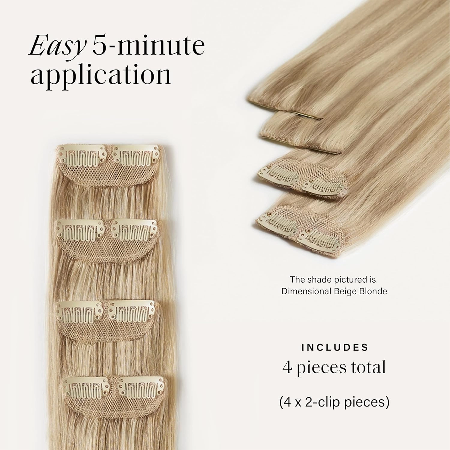 Luxy 100% Remy Human Hair – Scalp Hair Fill-Ins - Clip-Ins for Scalp & Part Line Coverage - Natural Coverage for Thinning Areas, Lightweight Mesh Bands 30 grams 12" Beige Blonde Balayage