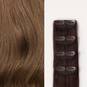 Luxy 100% Remy Human Hair – Scalp Hair Fill-Ins - Clip-Ins for Scalp & Part Line Coverage - Natural Coverage for Thinning Areas, Lightweight Mesh Bands 40 grams 16" Chestnut Brown Scalp
