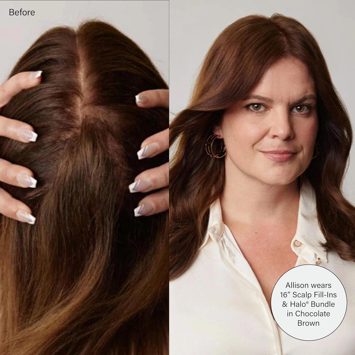 Luxy 100% Remy Human Hair – Scalp Hair Fill-Ins - Clip-Ins for Scalp & Part Line Coverage - Natural Coverage for Thinning Areas, Lightweight Mesh Bands 40 grams 16" Chestnut Brown Scalp
