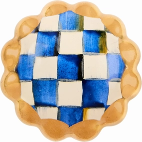 MACKENZIE-CHILDS Round Knob, Decorative Drawer Pull Knob, Blue-and-White Royal Check