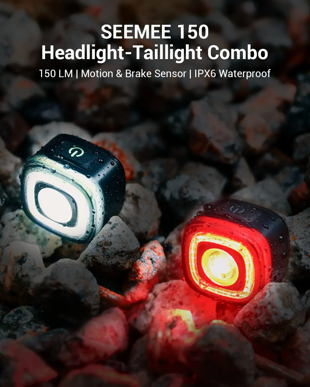 Magicshine SEEMEE 150 Bike Lights - 150 Lumens, Smart Brake Sensor Rear Light, 1500m Viewable Range, 260° Visibility, Type-C Rechargeable, IPX6 Waterproof, Perfect for Urban Riding and Daily Commuting